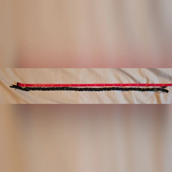 Mexx Vintage Leather & Metal Retro Choker/Bracelet; Black; 15"; Braided; Tassels - Picture 5 of 16